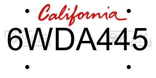 6WDA445 California License Plate