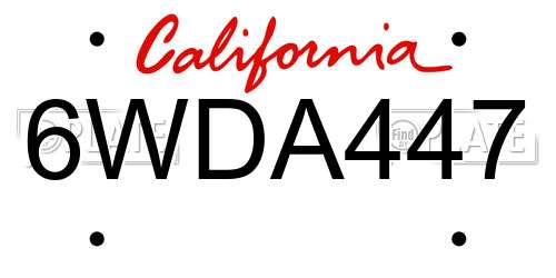 6WDA447 California License Plate
