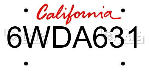 6WDA631 California License Plate