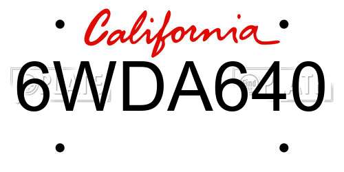 6WDA640 California License Plate