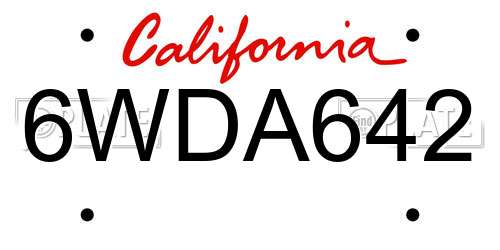 6WDA642 California License Plate