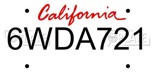 6WDA721 California License Plate