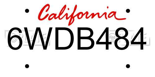 6WDB484 California License Plate