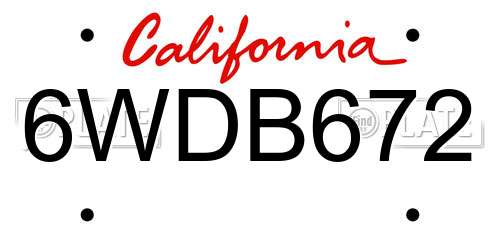 6WDB672 California License Plate