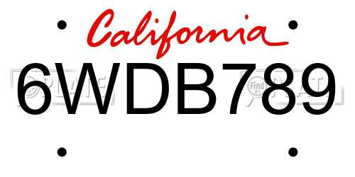 6WDB789 California License Plate
