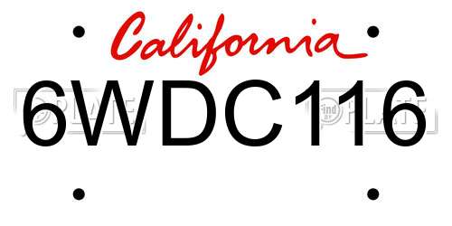 6WDC116 California License Plate