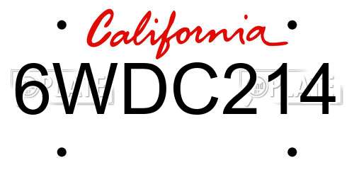 6WDC214 California License Plate