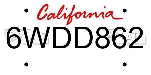 6WDD862 California License Plate