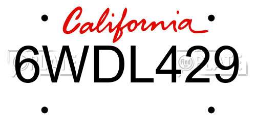 6WDL429 California License Plate