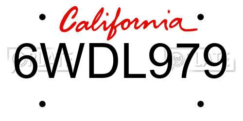6WDL979 California License Plate