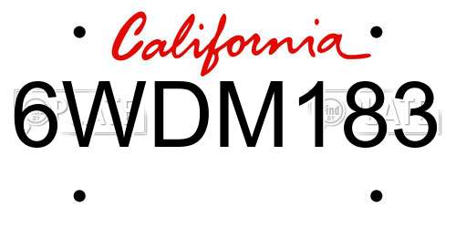 6WDM183 California License Plate