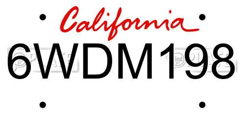 6WDM198 California License Plate