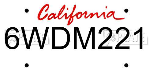 6WDM221 California License Plate