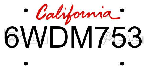 6WDM753 California License Plate