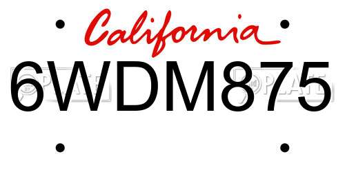6WDM875 California License Plate