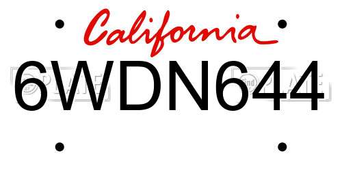 6WDN644 California License Plate