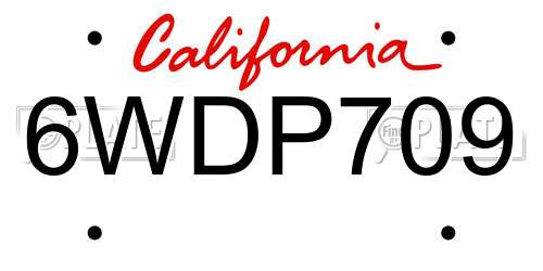 6WDP709 California License Plate