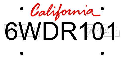 6WDR101 California License Plate