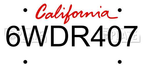 6WDR407 California License Plate