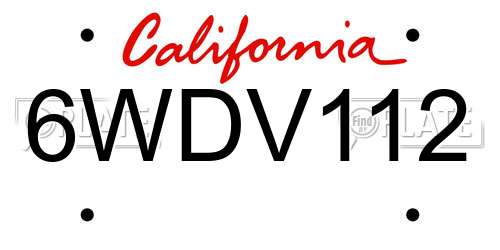 6WDV112 California License Plate