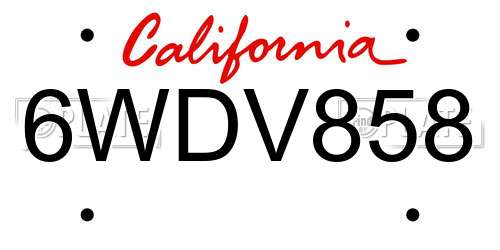 6WDV858 California License Plate