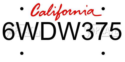 6WDW375 California License Plate