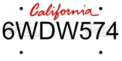 6WDW574 California License Plate