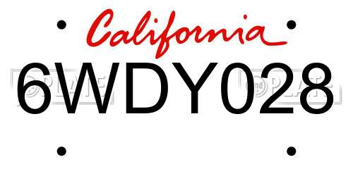 6WDY028 California License Plate