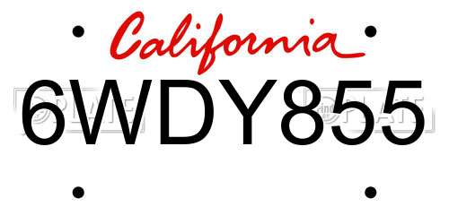 6WDY855 California License Plate