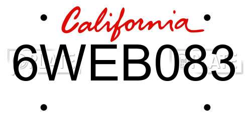 6WEB083 California License Plate