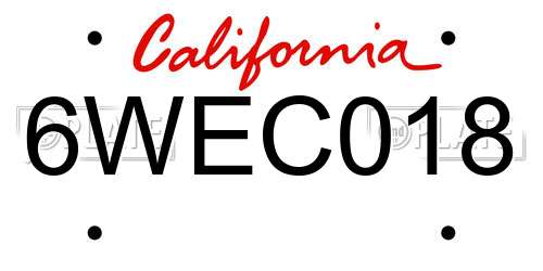 6WEC018 California License Plate