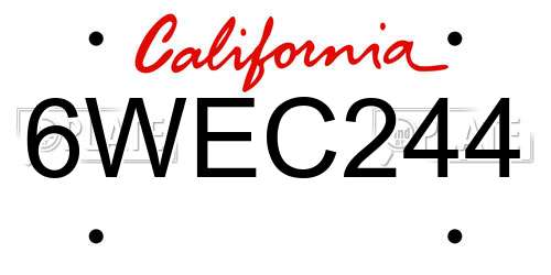 6WEC244 California License Plate