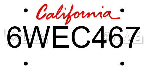 6WEC467 California License Plate
