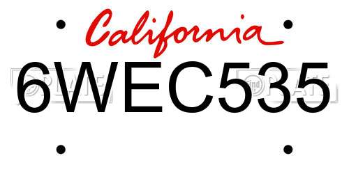 6WEC535 California License Plate