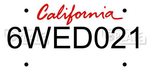 6WED021 California License Plate