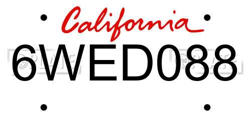 6WED088 California License Plate
