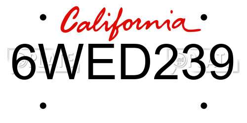 6WED239 California License Plate