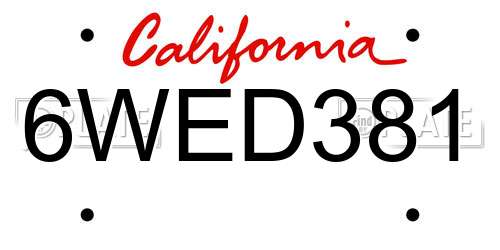 6WED381 California License Plate