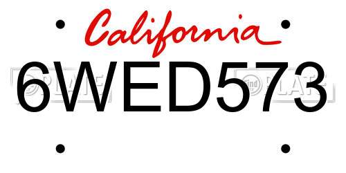 6WED573 California License Plate