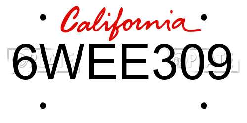 6WEE309 California License Plate
