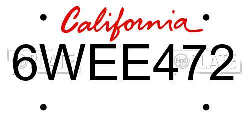 6WEE472 California License Plate