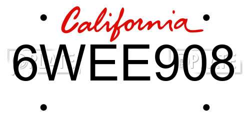 6WEE908 California License Plate