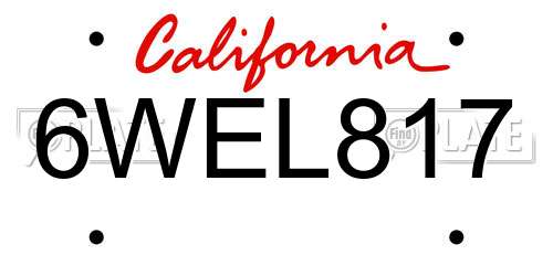 6WEL817 California License Plate