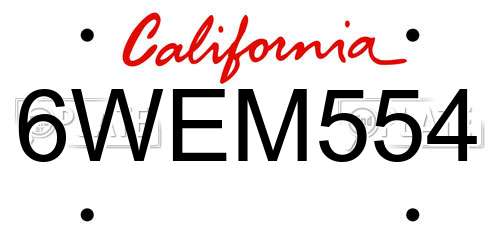 6WEM554 California License Plate