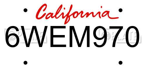 6WEM970 California License Plate