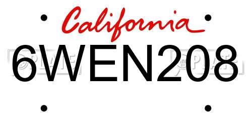6WEN208 California License Plate