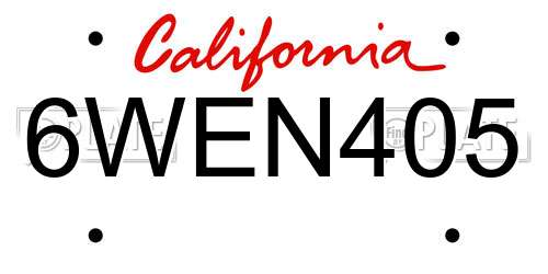 6WEN405 California License Plate
