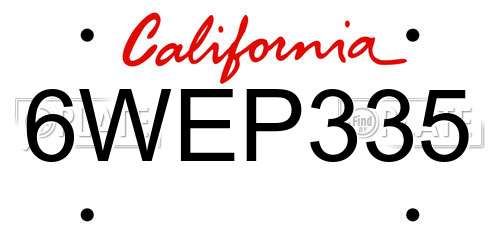 6WEP335 California License Plate