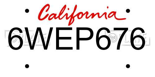 6WEP676 California License Plate