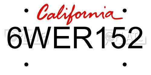 6WER152 California License Plate
